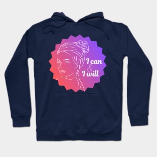 I Can & I Will (Pink Purple Woman Line Art) Hoodie